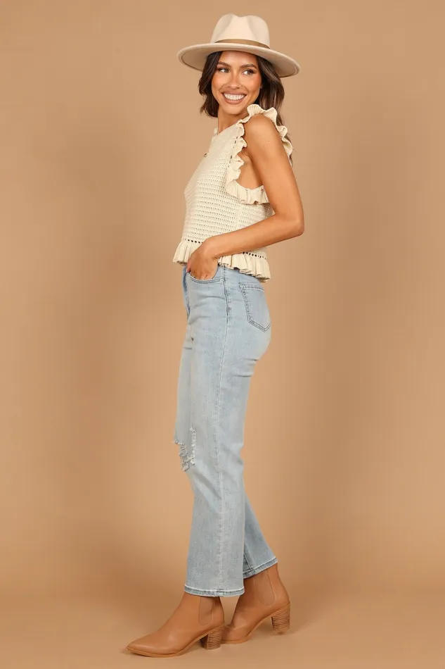 Crop Tops Katia Frill Knitted Top Cream Petal and Pup Women