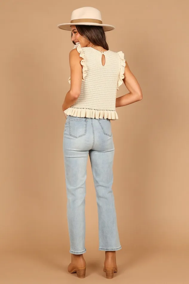 Crop Tops Katia Frill Knitted Top Cream Petal and Pup Women