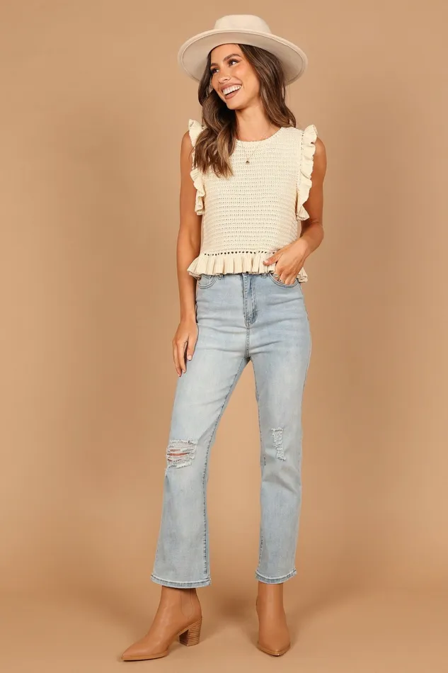 Crop Tops Katia Frill Knitted Top Cream Petal and Pup Women