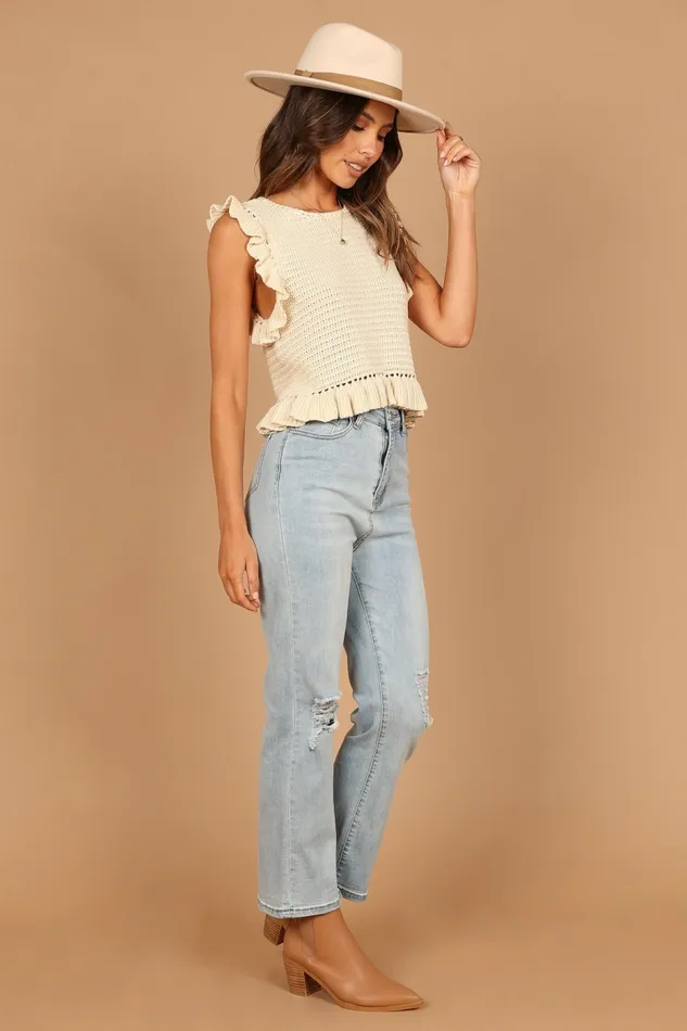 Crop Tops Katia Frill Knitted Top Cream Petal and Pup Women