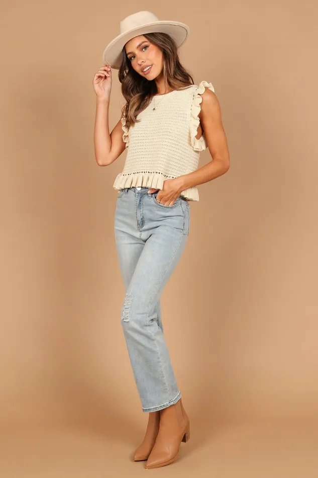 Crop Tops Katia Frill Knitted Top Cream Petal and Pup Women