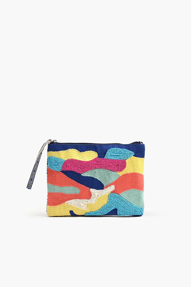 Crossbody Bags America and Beyond Women Cool Camo Embellished Top Zip Clutch
