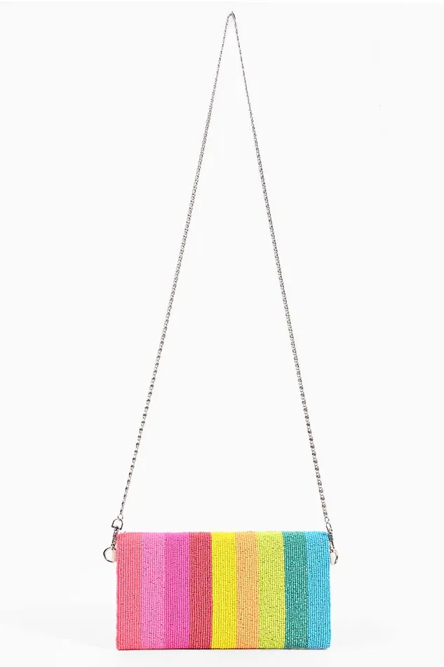 Crossbody Bags America and Beyond Women Rainbow Bee Beaded Clutch