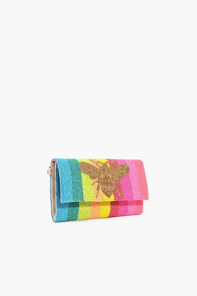 Crossbody Bags America and Beyond Women Rainbow Bee Beaded Clutch