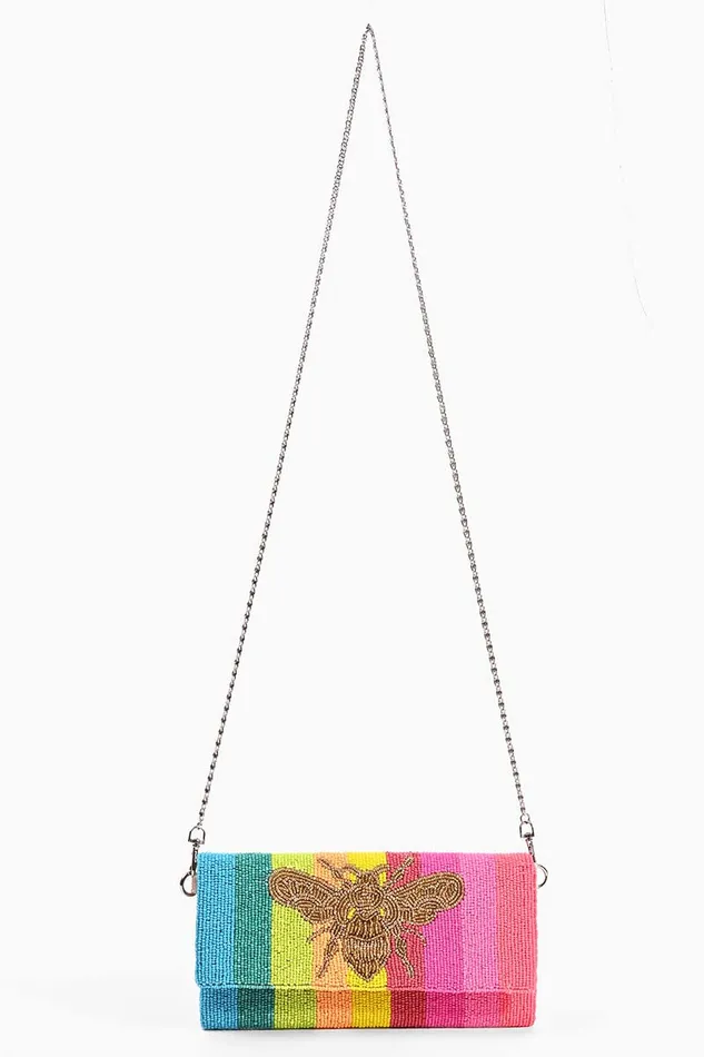 Crossbody Bags America and Beyond Women Rainbow Bee Beaded Clutch