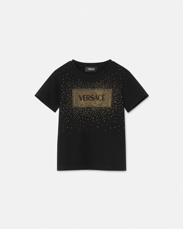 Crystal 03990s Vintage Logo Kids TShirt Black Children Versace Clothing