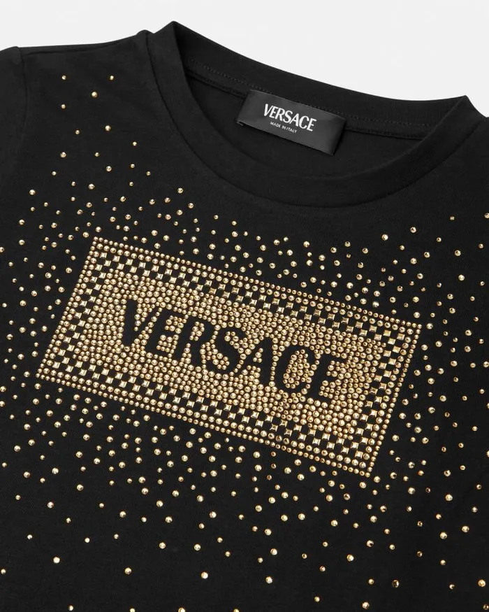 Crystal 03990s Vintage Logo Kids TShirt Black Children Versace Clothing