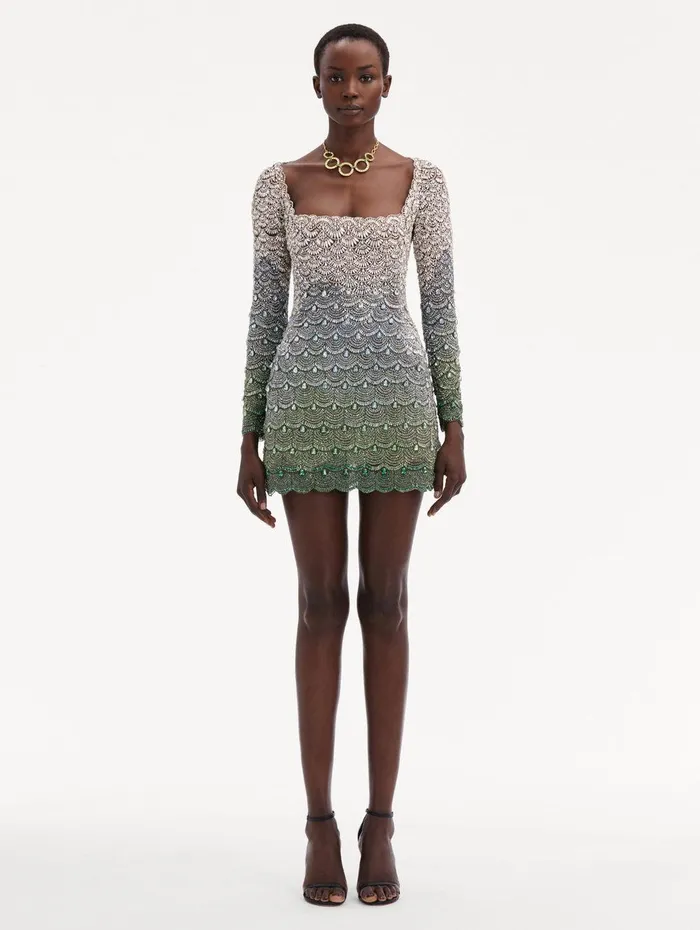 Crystal Embroidered Cocktail Dress Olivine Women Oscar De La Renta Dresses Crystal Embroidered Cocktail Dress Olivine Women Oscar De La Renta Dresses