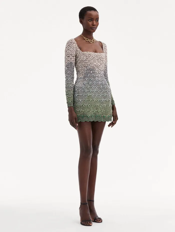 Crystal Embroidered Cocktail Dress Olivine Women Oscar De La Renta Dresses Crystal Embroidered Cocktail Dress Olivine Women Oscar De La Renta Dresses