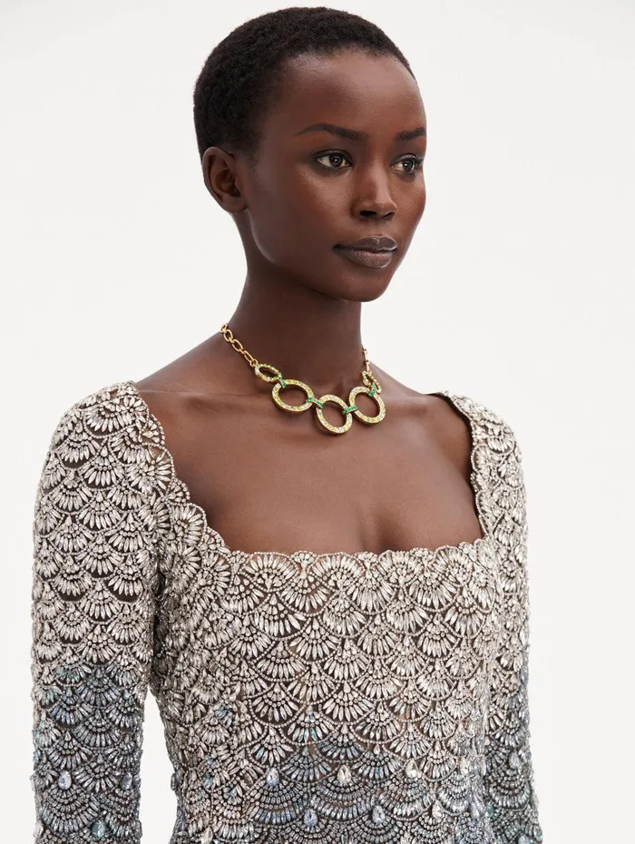 Crystal Embroidered Cocktail Dress Olivine Women Oscar De La Renta Dresses Crystal Embroidered Cocktail Dress Olivine Women Oscar De La Renta Dresses