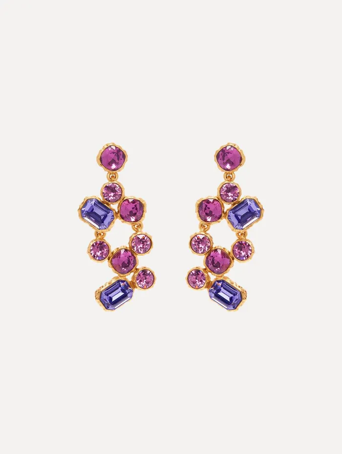 Crystal Scramble Earrings Amethyst Multi Women Oscar De La Renta Earrings