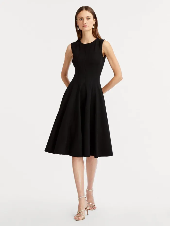 Curved Seam Detail Dress Black Women Oscar De La Renta Dresses Curved Seam Detail Dress Black Women Oscar De La Renta Dresses
