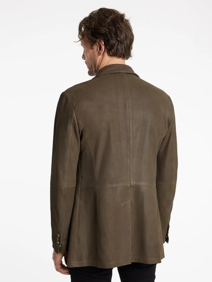 CUTAWAY DOUBLE BREASTED COAT Twine Brown Men John Varvatos Leather Jackets