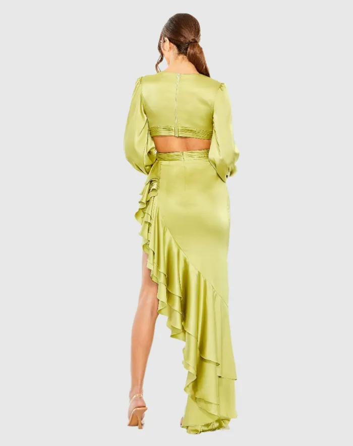 Cut Out Asymmetrical Ruffled Gown Lilac Women Daytime Dresses Mac Duggal