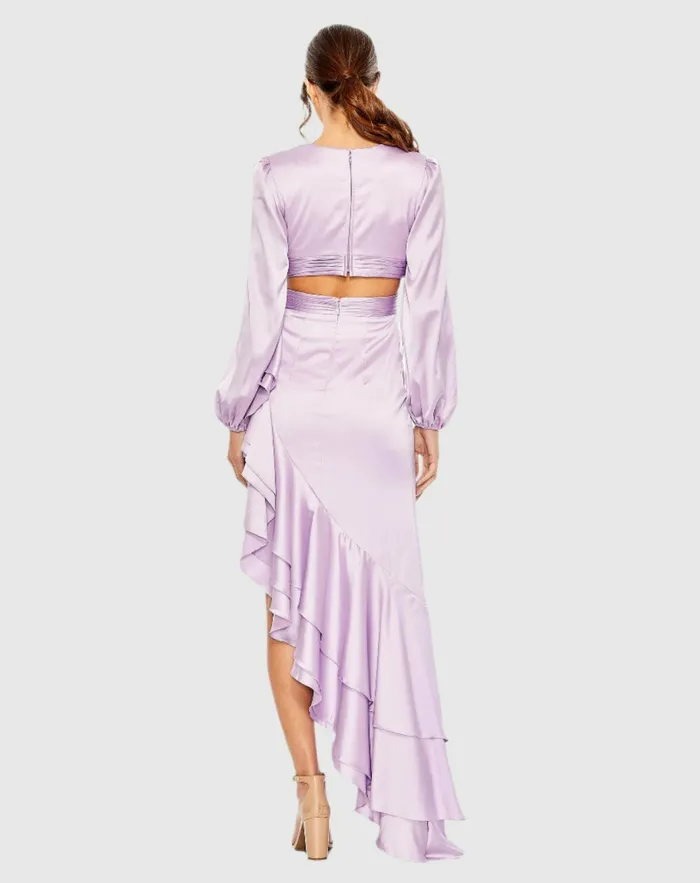 Cut Out Asymmetrical Ruffled Gown Lilac Women Daytime Dresses Mac Duggal