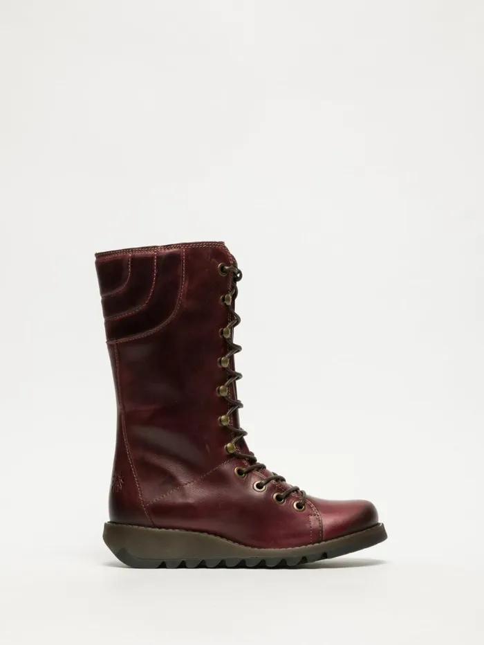 DarkRed Laceup Boots Women Fly London Boots
