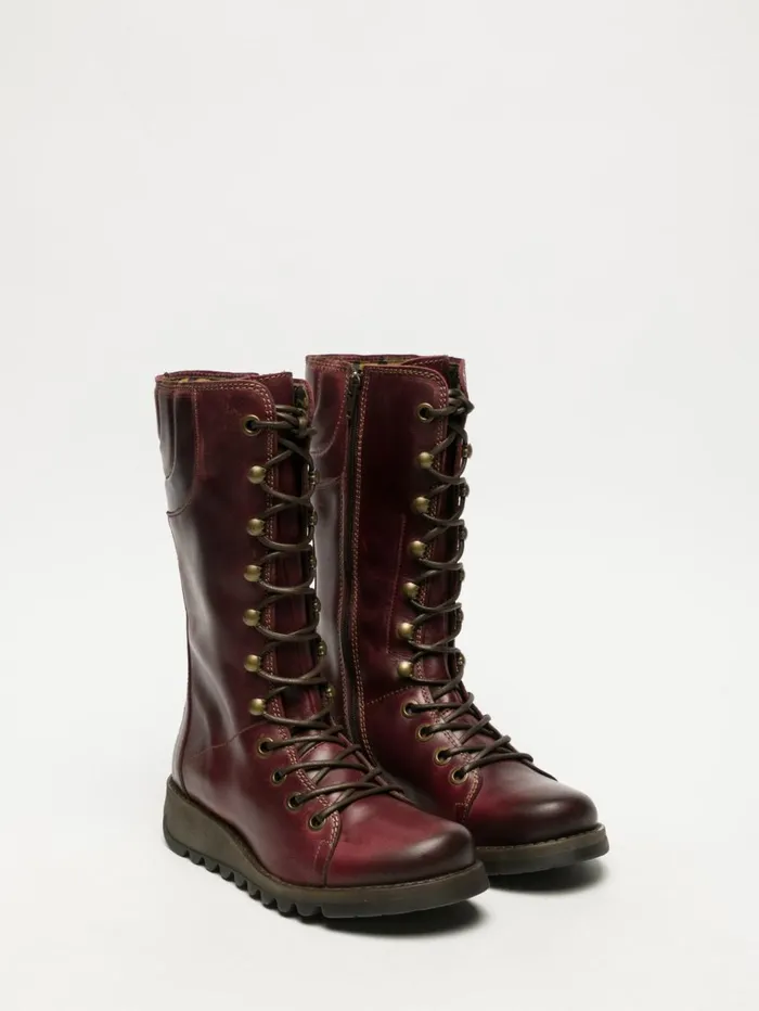 DarkRed Laceup Boots Women Fly London Boots