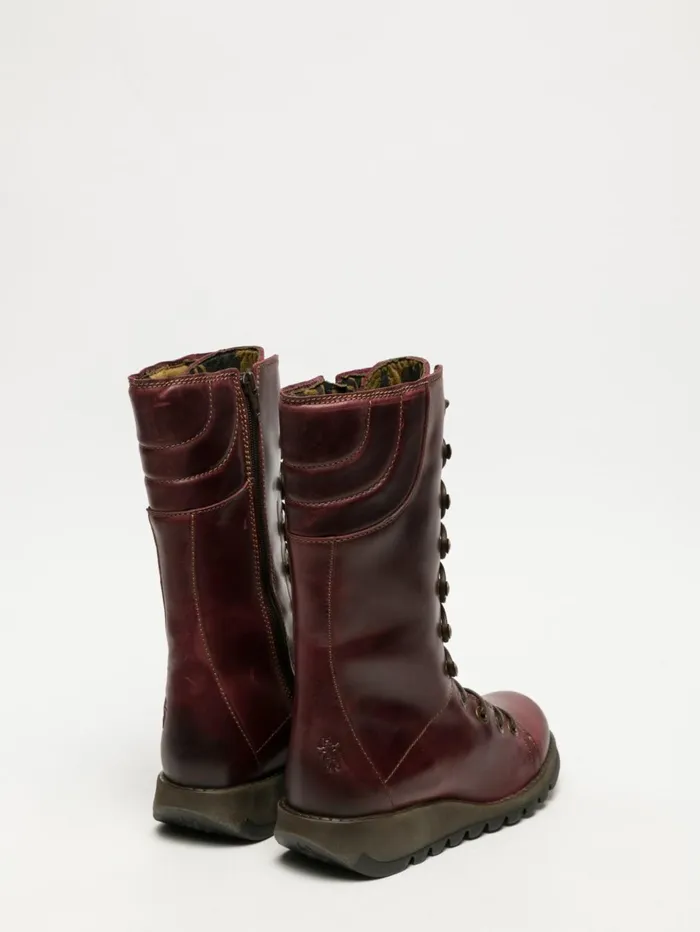 DarkRed Laceup Boots Women Fly London Boots