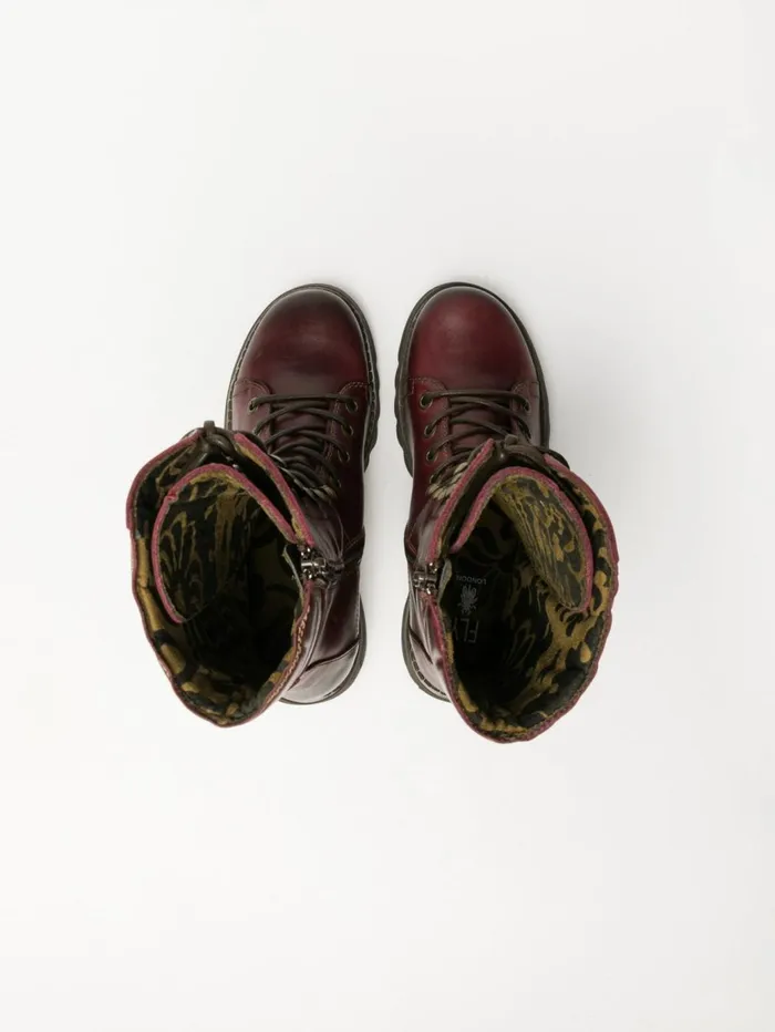 DarkRed Laceup Boots Women Fly London Boots