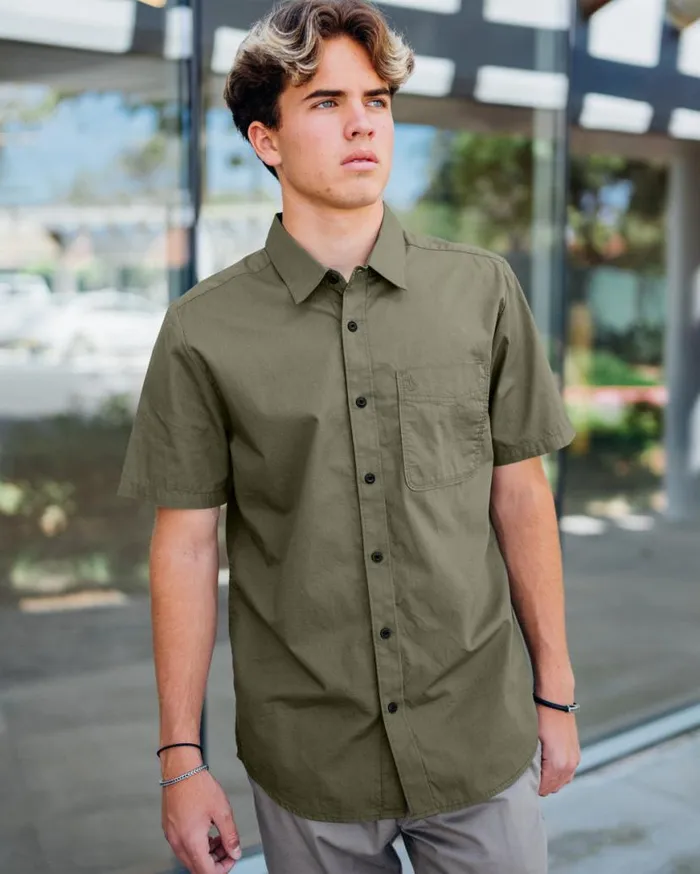 Date Knight Short Sleeve Shirt 8211 Winter Moss Mens Volcom Shirts and Flannels Date Knight Short Sleeve Shirt 8211 Winter Moss Mens Volcom Shirts and Flannels