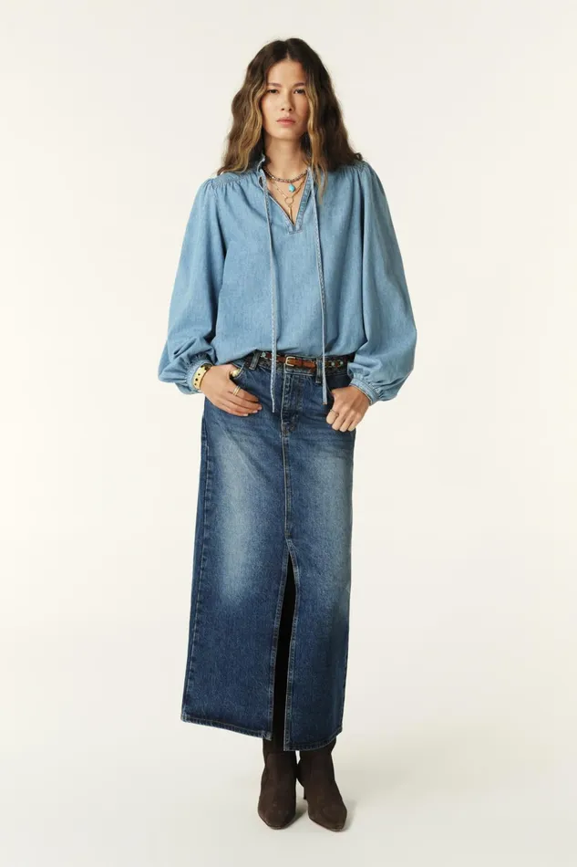 Denim Blouse Louise Blue Women Baandsh Tops and Shirts