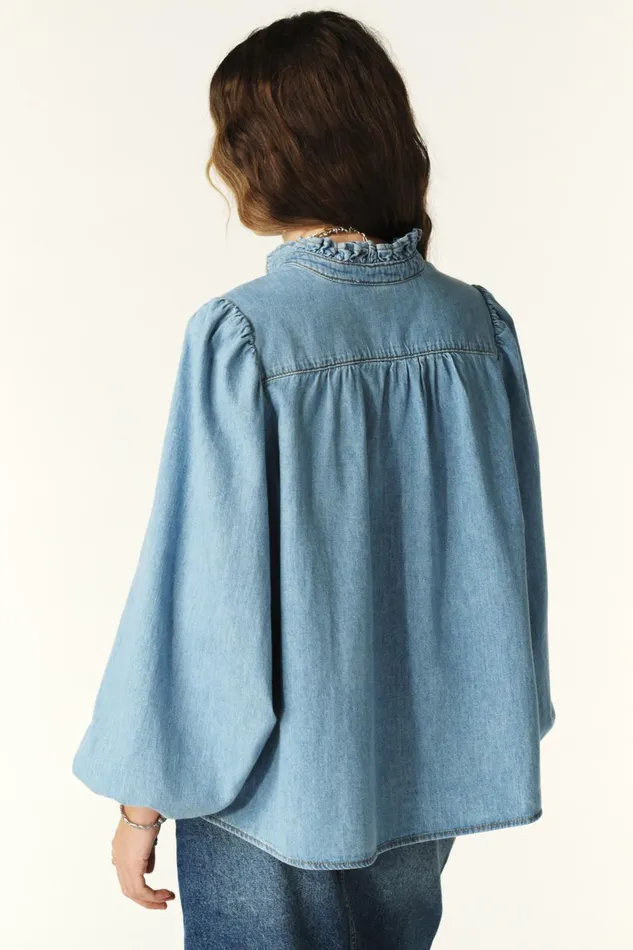Denim Blouse Louise Blue Women Baandsh Tops and Shirts