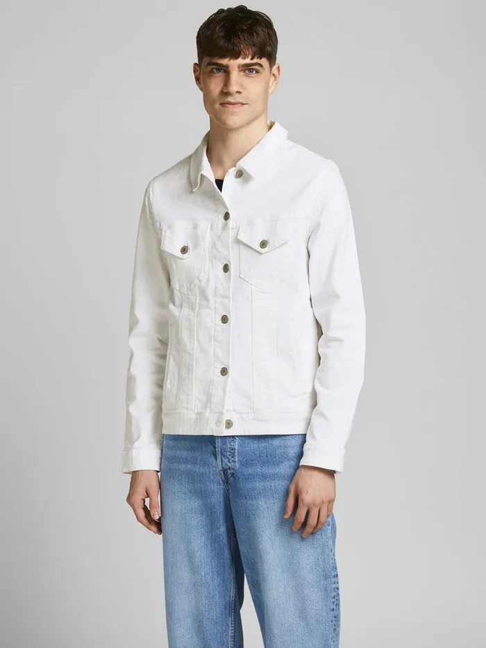 Denim Jackets JACK and JONES Mens ALVIN NA 400 DENIM JACKET White White