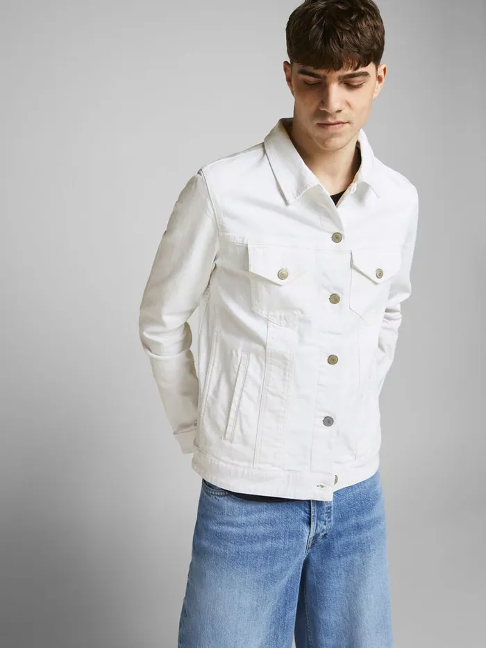 Denim Jackets JACK and JONES Mens ALVIN NA 400 DENIM JACKET White White