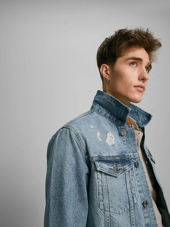 Denim Jackets JACK and JONES Mens JEAN NA 041 DENIM JACKET Blue Blue Denim