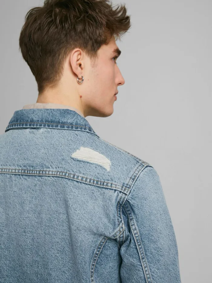 Denim Jackets JACK and JONES Mens JEAN NA 041 DENIM JACKET Blue Blue Denim