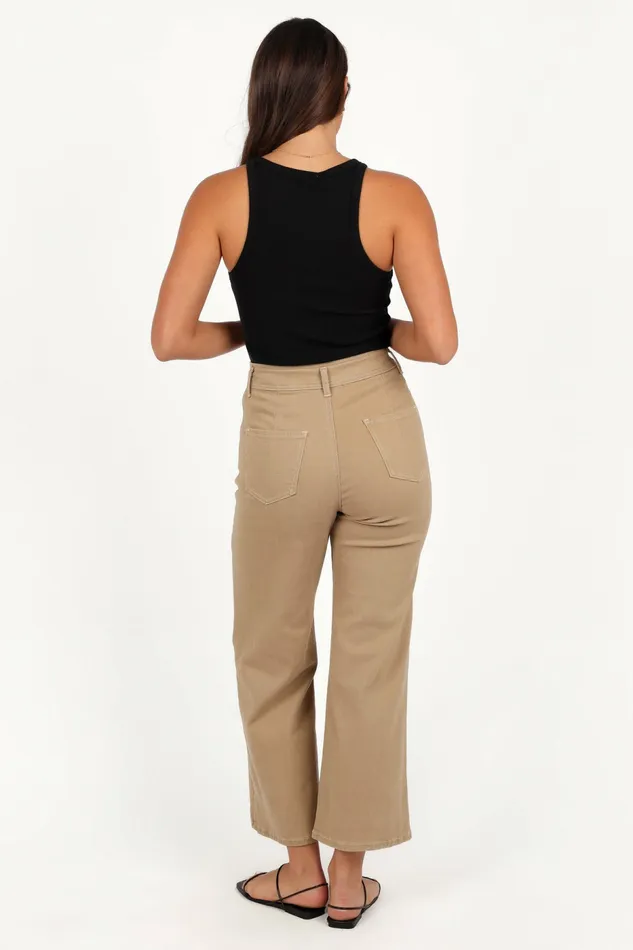 Denim Petal and Pup Women Parson Wide Leg Pant Taupe