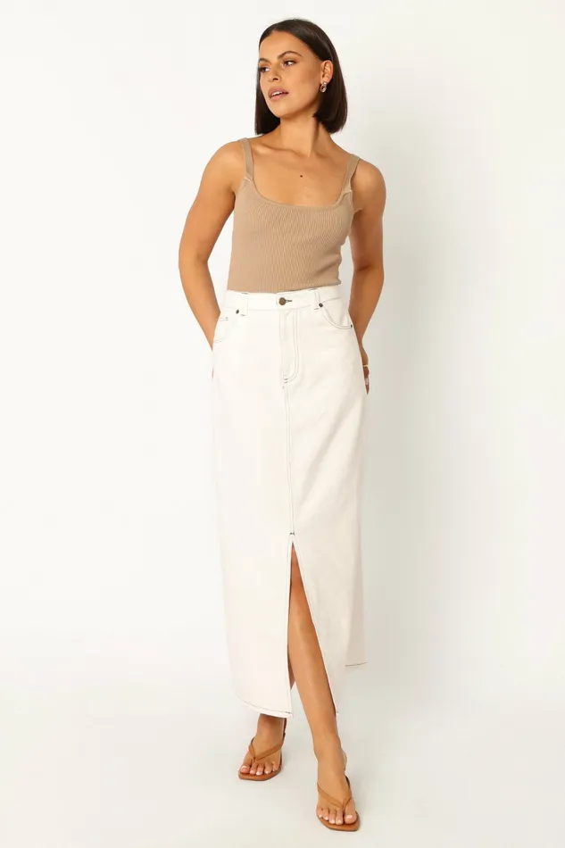 Denim Petal and Pup Women Rana Denim Midi Skirt White