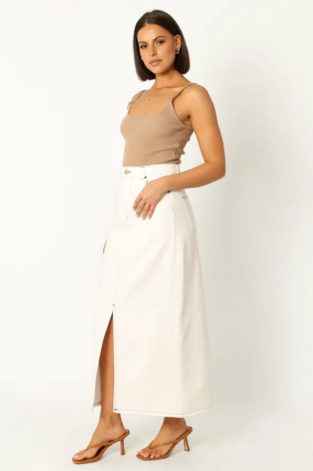 Denim Petal and Pup Women Rana Denim Midi Skirt White