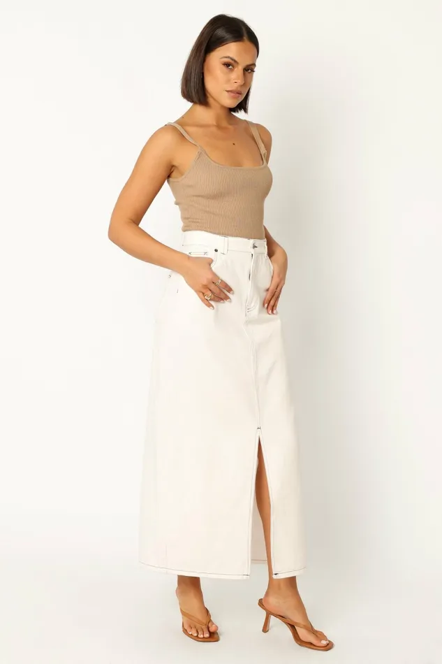 Denim Petal and Pup Women Rana Denim Midi Skirt White