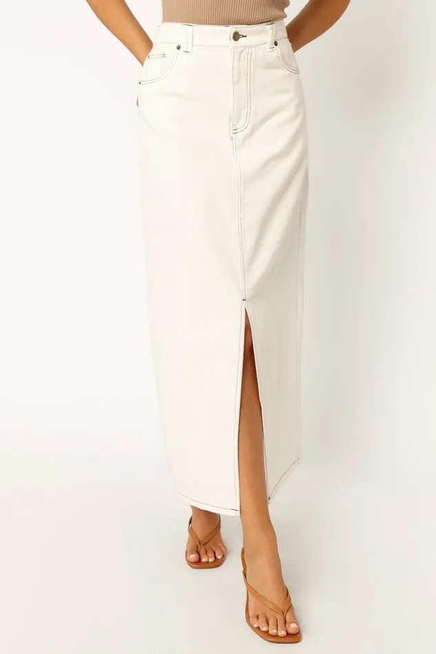 Denim Petal and Pup Women Rana Denim Midi Skirt White