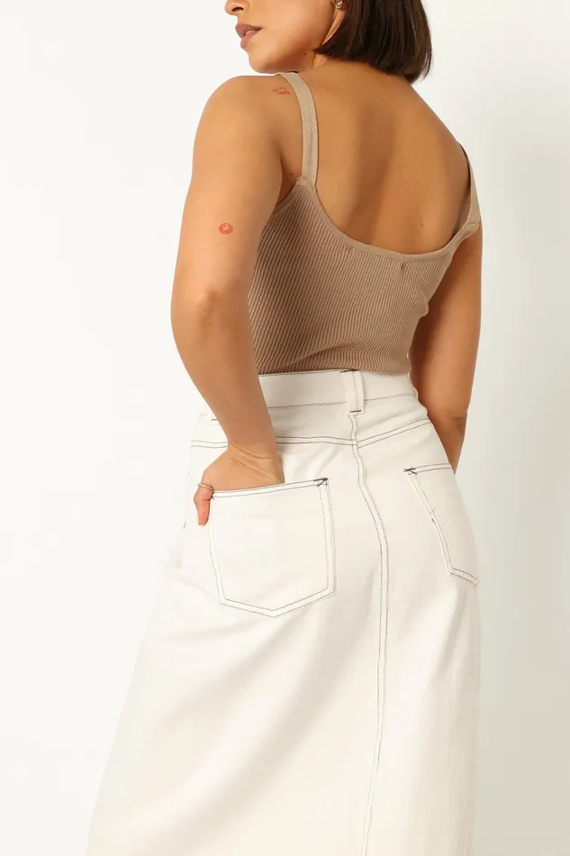 Denim Petal and Pup Women Rana Denim Midi Skirt White