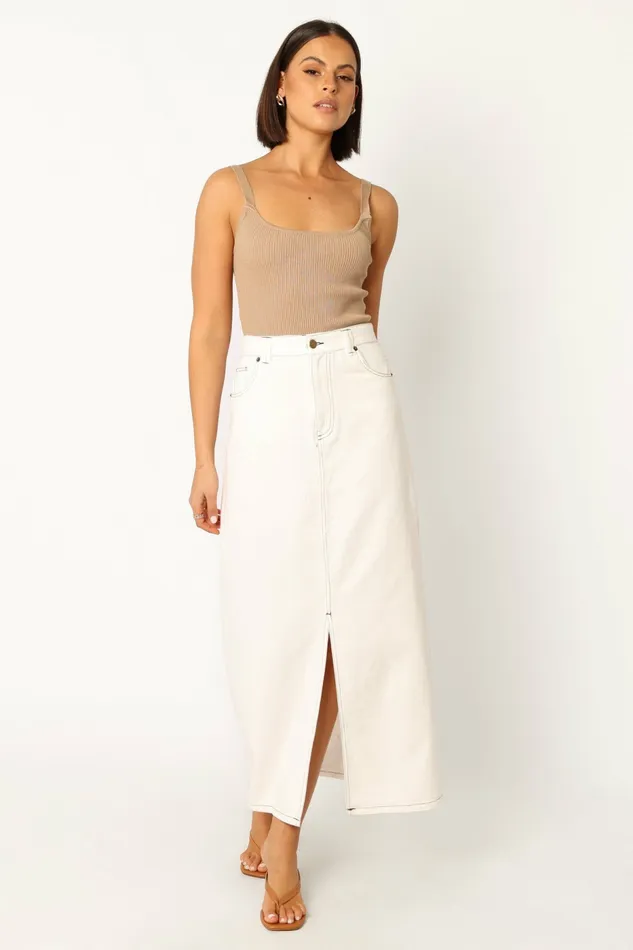 Denim Petal and Pup Women Rana Denim Midi Skirt White