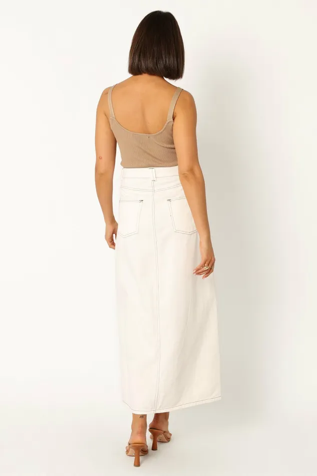 Denim Petal and Pup Women Rana Denim Midi Skirt White