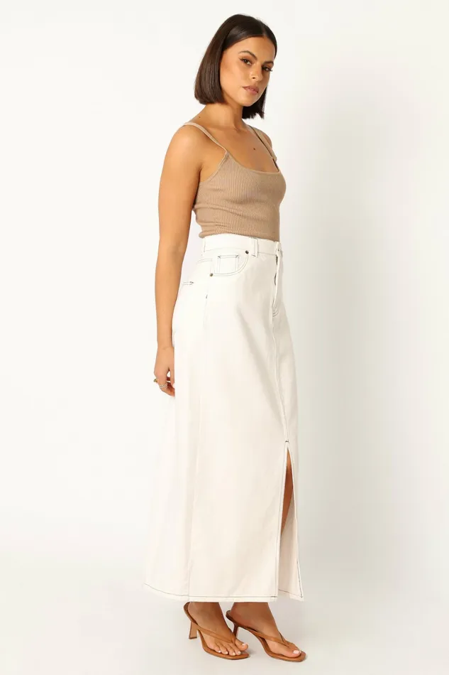 Denim Petal and Pup Women Rana Denim Midi Skirt White