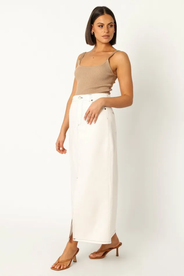 Denim Petal and Pup Women Rana Denim Midi Skirt White