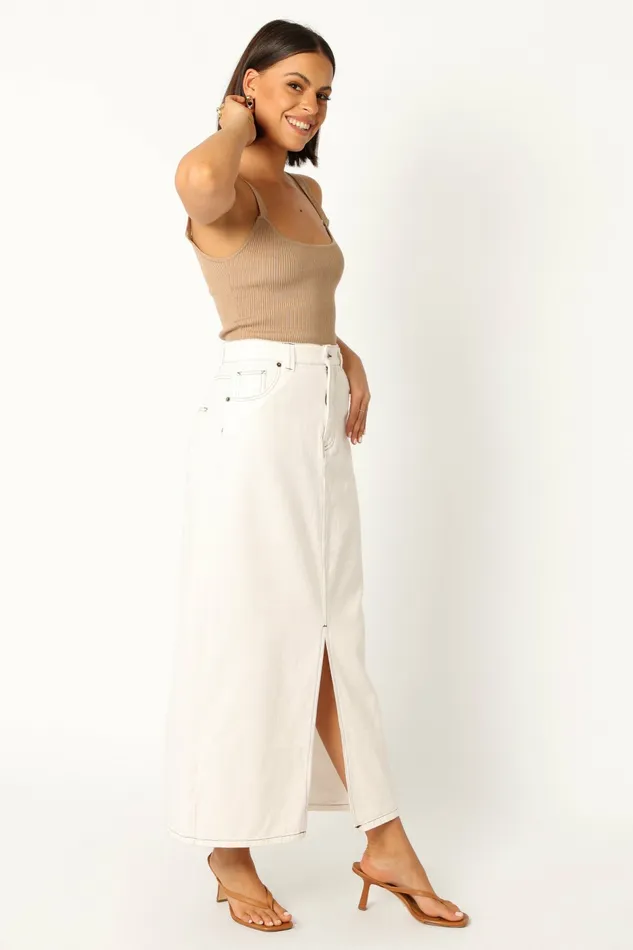 Denim Petal and Pup Women Rana Denim Midi Skirt White