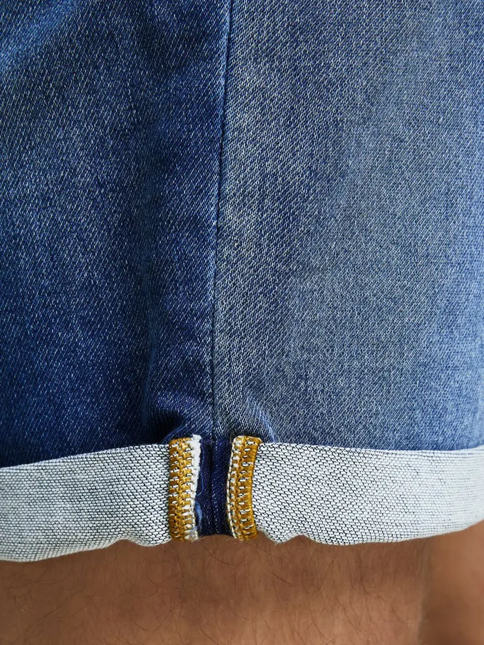 Denim Shorts JACK and JONES Mens RICK ICON GE 006 INDIGO KNIT DENIM SHORTS Blue Blue Denim Near Me