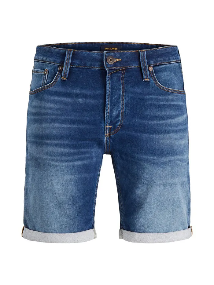 Denim Shorts JACK and JONES Mens RICK ICON GE 006 INDIGO KNIT DENIM SHORTS Blue Blue Denim Near Me