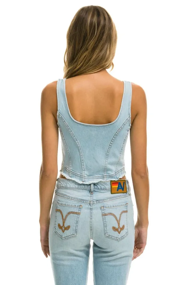 Denim Top Zip Front Bustier 8211 Super Light WomenMen Aviator Nation Denim