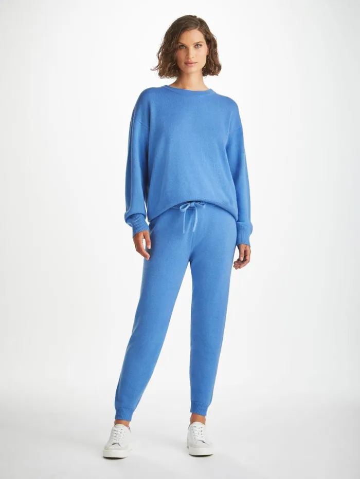 Derek Rose Cashmere Pants Women Track Pants Daphne Cashmere Cornflower