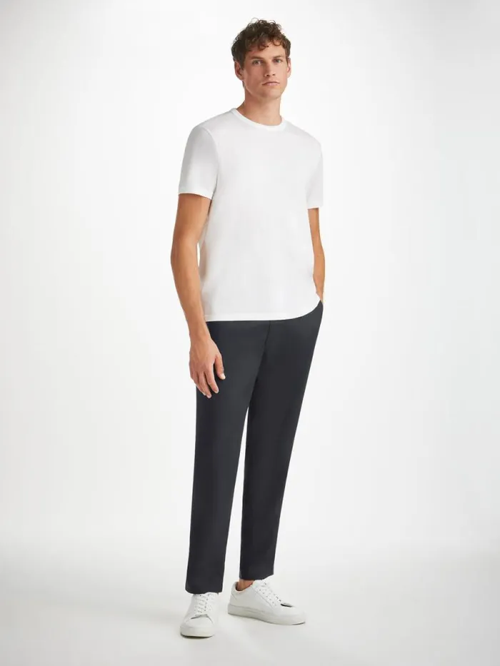 Derek Rose Casual Pants Men Trousers Harris Lyocell Cotton Navy