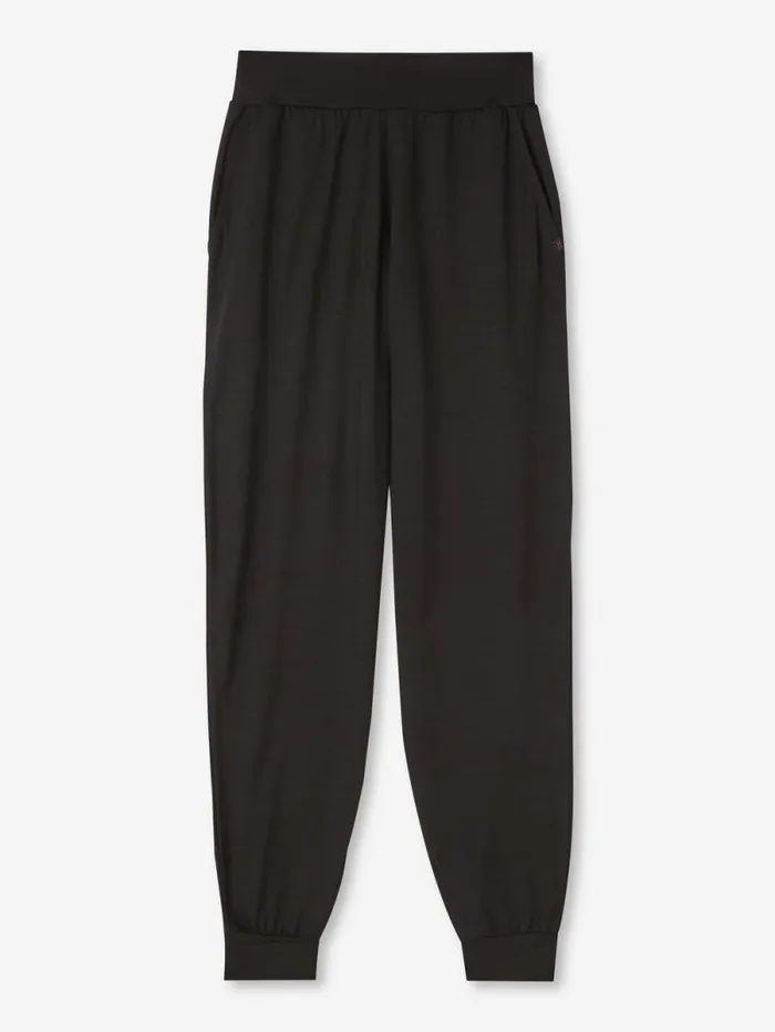 Derek Rose Casual Pants Women Track Pants Basel Micro Modal Stretch Black