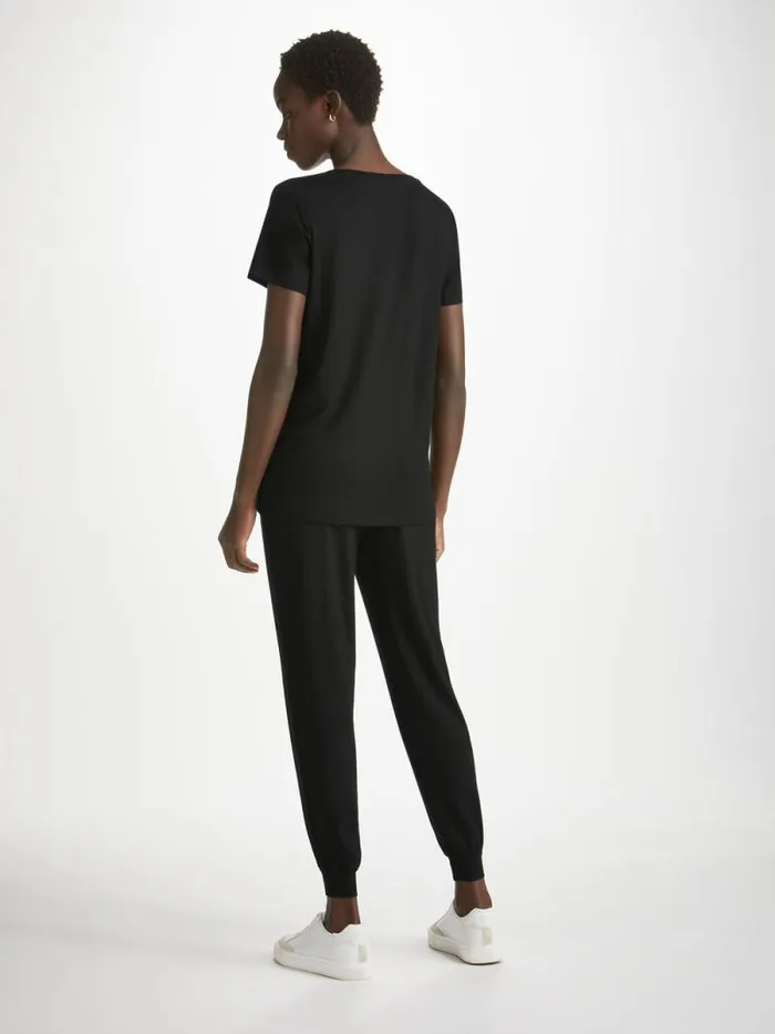 Derek Rose Casual Pants Women Track Pants Basel Micro Modal Stretch Black