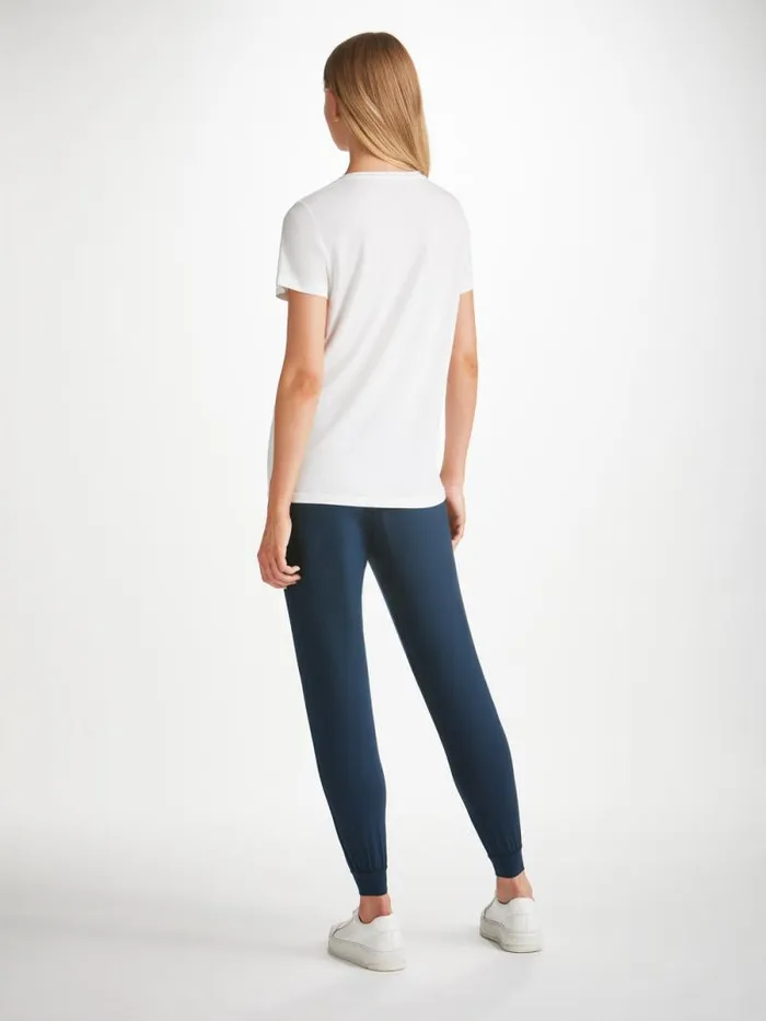 Derek Rose Casual Pants Women Track Pants Basel Micro Modal Stretch Navy