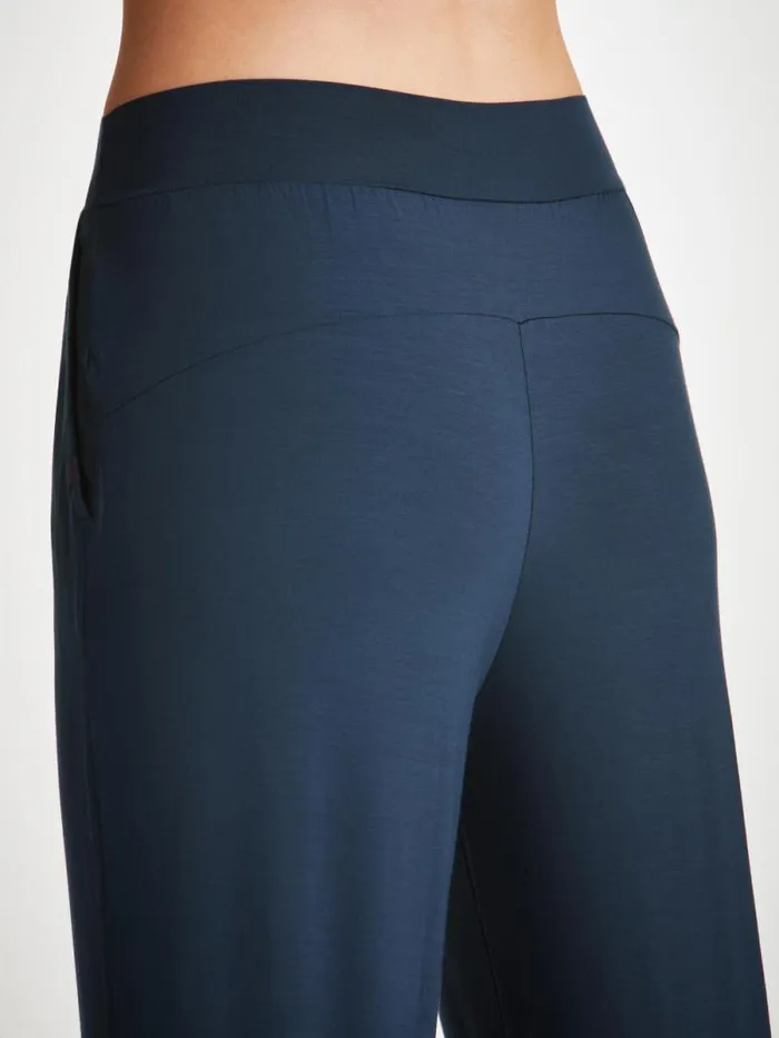 Derek Rose Casual Pants Women Track Pants Basel Micro Modal Stretch Navy